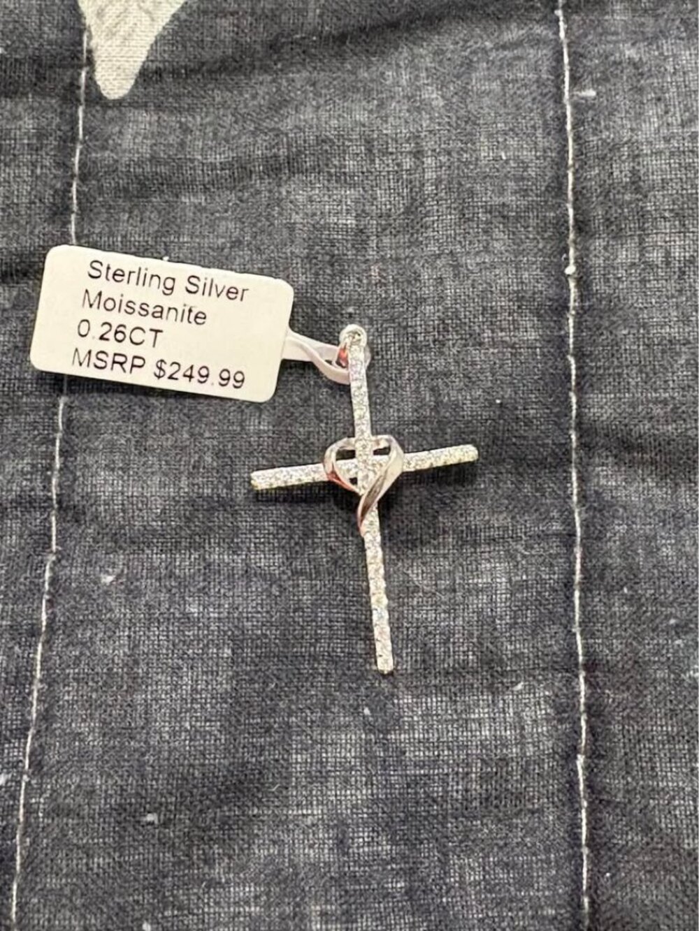Sterling Silver Moissanite Cross Pendant 0.26CT
